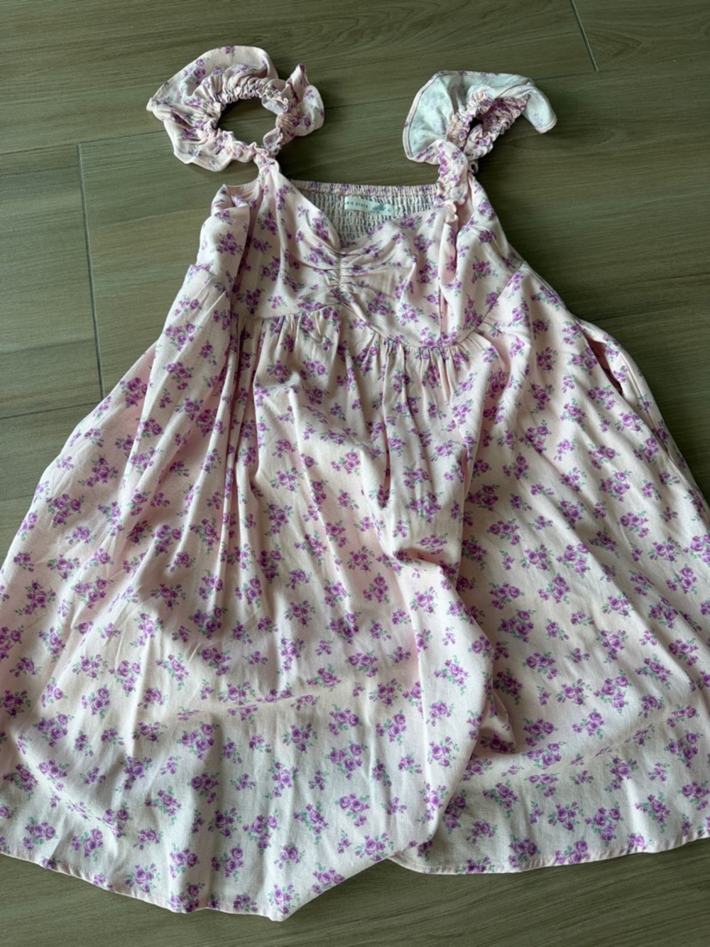 Altar'd State Pink Floral Sundress with Lavender Rose Print